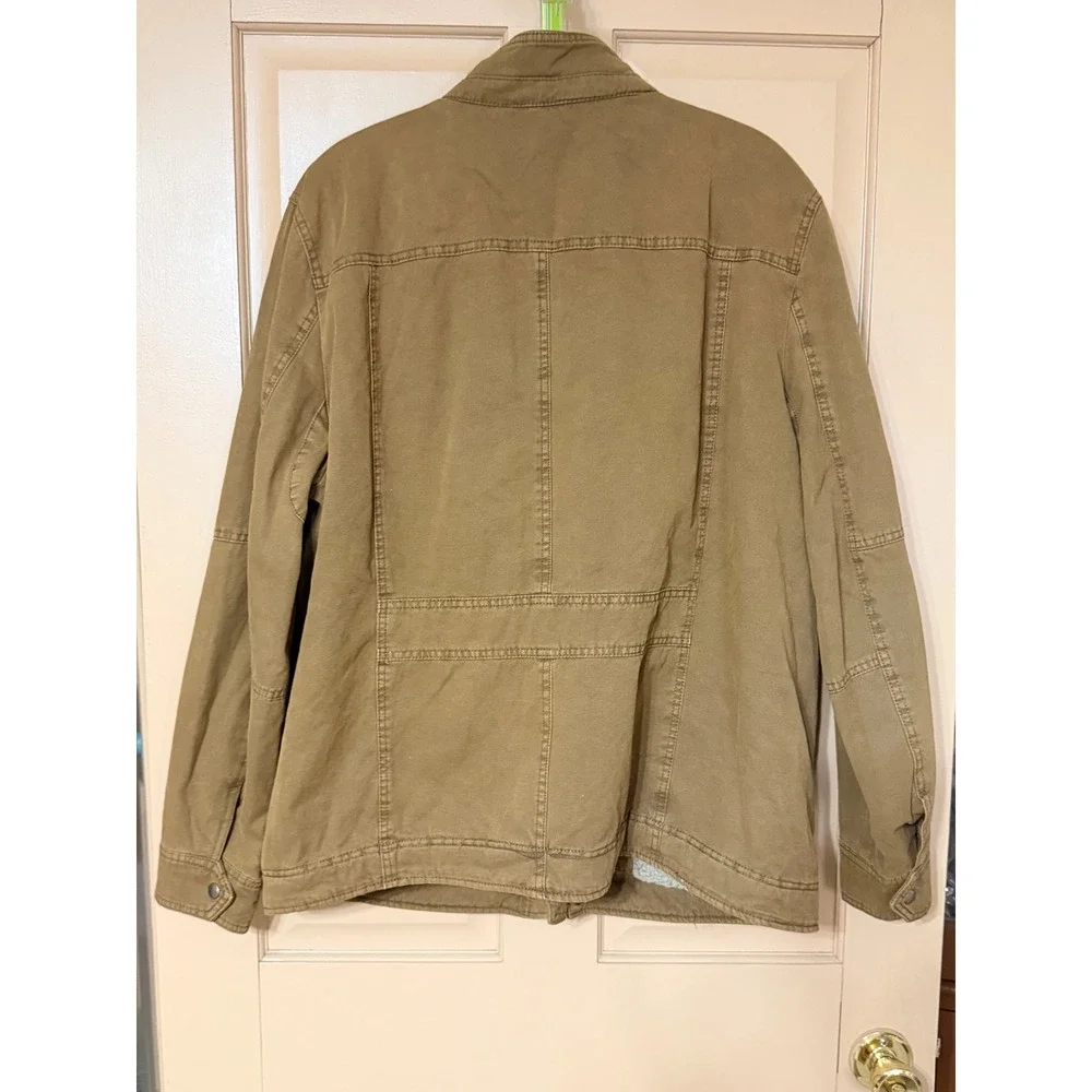 Levis Mens Sherpa Lined Field Jacket Tan Brown Canvas Military Utility Coat XL
